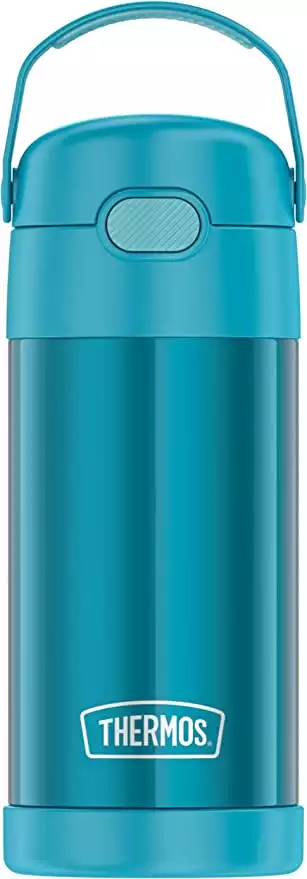 THERMOS FUNTAINER 12 Ounce Stainless Steel Insulated Kids Straw Bottle, Teal