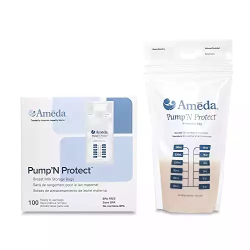 Ameda Pump'N Protect Breast Milk 6oz Storage Bags, 100pc
