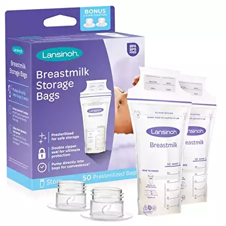 Lansinoh Breastmilk Storage Bags with Pump Adapters for Bags